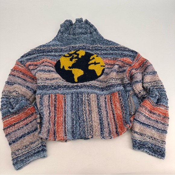 Anthropologie Pilcro Embroidered Earth Cardigan Sweater Medium - Picture 7 of 8